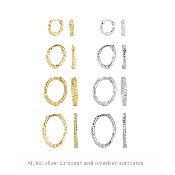 Wholesale S925 Sterling Silver Geometric Twist Circle Electroplated Women's Earrings