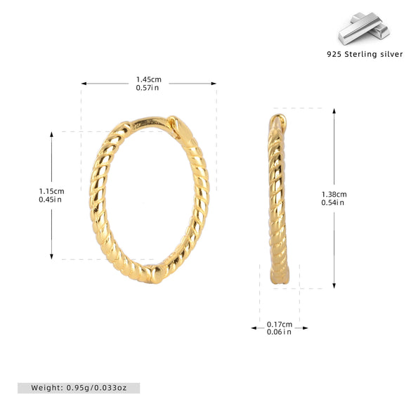 Wholesale S925 Sterling Silver Geometric Twist Circle Electroplated Women's Earrings