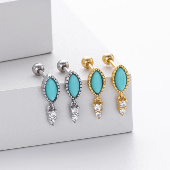 Wholesale S925 Sterling Silver Geometric Twisted Bead Earrings With Zirconium Inlaid And Electroplating For Women