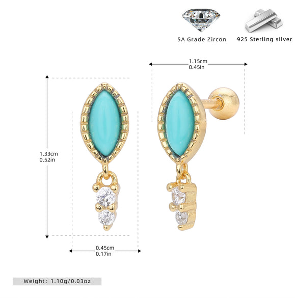 Wholesale S925 Sterling Silver Geometric Twisted Bead Earrings With Zirconium Inlaid And Electroplating For Women