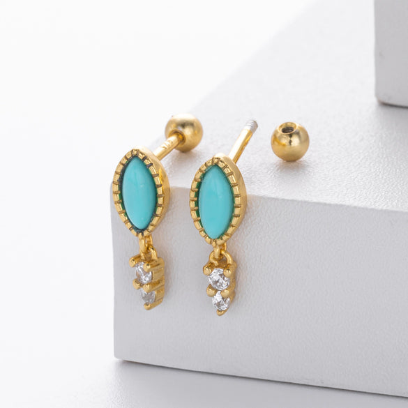 Wholesale S925 Sterling Silver Geometric Twisted Bead Earrings With Zirconium Inlaid And Electroplating For Women