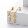 Wholesale S925 Sterling Silver Geometric Twisted Bead Piercing Earrings Electroplated Fashion Style For Women