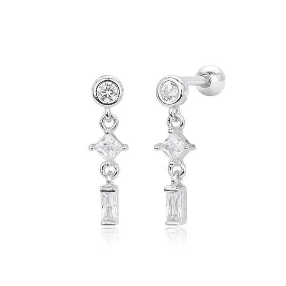 Wholesale S925 Sterling Silver Geometric Twisted Bead Piercing Earrings Electroplated Fashion Style For Women