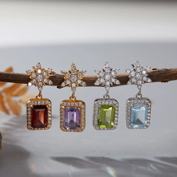 Wholesale S925 Sterling Silver Geometric U Shape Light Luxury Style Earrings Set With Gems
