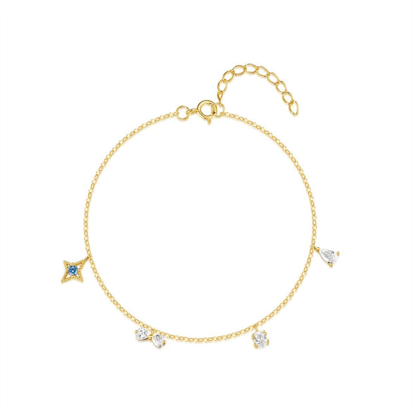 Wholesale S925 Sterling Silver Geometric Water Drop Bow Pendant Bracelet With Real Gold Plating Electroplating For Women Light Luxury Elegant Jewelry