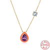 Wholesale S925 Sterling Silver Geometric Water Drop Enamel Drop Oil Pendant Necklace With Electroplating For Women