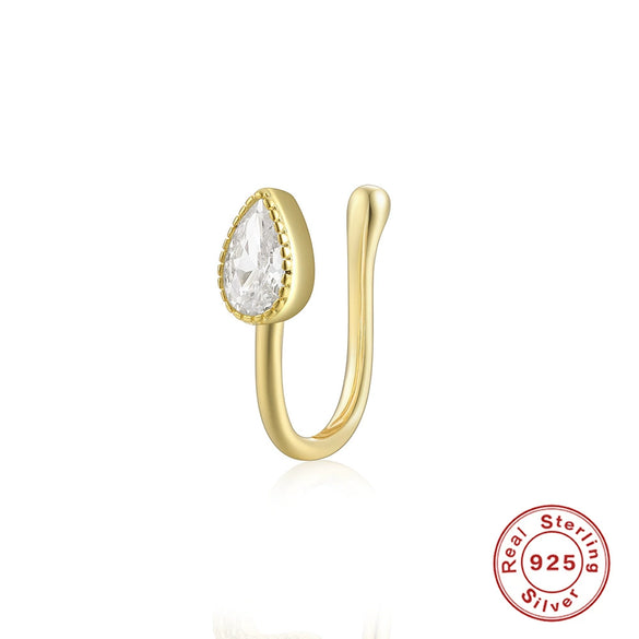 Wholesale S925 Sterling Silver Geometric Water Drop Lightning Diamond Nose Ring With Electroplating For Women