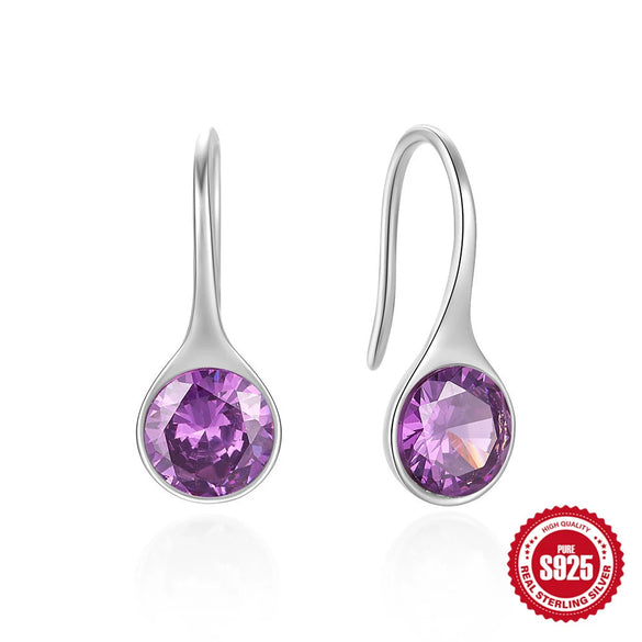 Wholesale S925 Sterling Silver Geometric Water Drop Transparent Zircon Elegant High Grade Women's Earrings