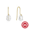 Wholesale S925 Sterling Silver Geometric Water Drop Transparent Zircon Elegant High Grade Women's Earrings