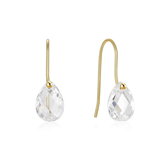 Wholesale S925 Sterling Silver Geometric Water Drop Transparent Zircon Elegant High Grade Women's Earrings