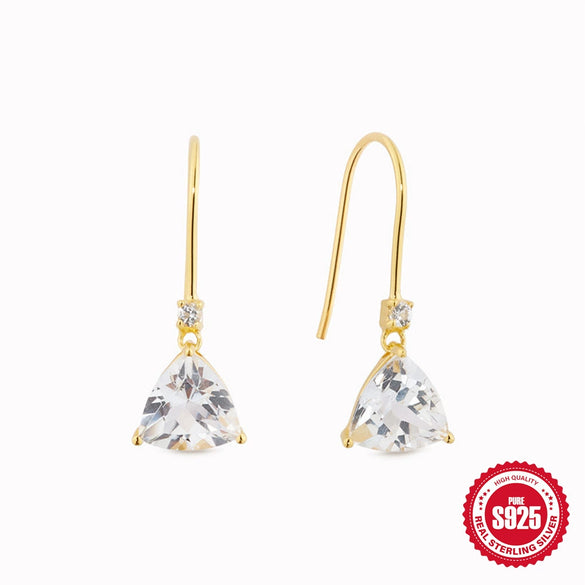 Wholesale S925 Sterling Silver Geometric Water Drop Transparent Zircon Elegant High Grade Women's Earrings