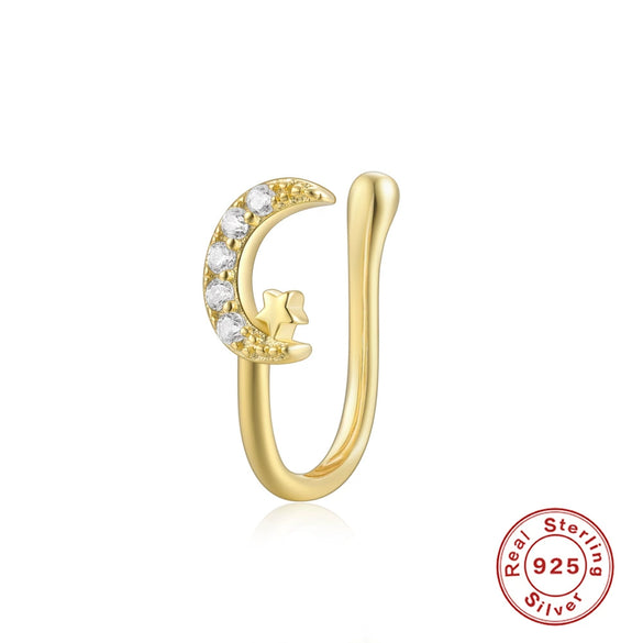 Wholesale S925 Sterling Silver Geometric Water Drops Lightning Diamond Nose Ring With Environmental Protection Electroplating For Women