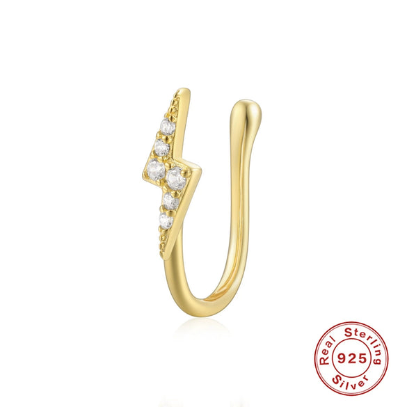 Wholesale S925 Sterling Silver Geometric Water Drops Lightning Diamond Nose Ring With Environmental Protection Electroplating For Women