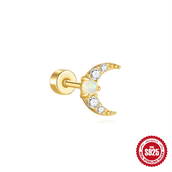 Wholesale S925 Sterling Silver Geometric Water Drops Opal Diamond Encrusted Electroplated Fashion Flat Back Puncture Thread Ear Bone Nail Ear Accessories For Women