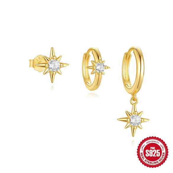 Wholesale S925 Sterling Silver Geometric Women's Earring Set With Electroplating