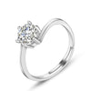 Wholesale S925 Sterling Silver Geometric Women's Ring With Electroplating And Six Claw Setting