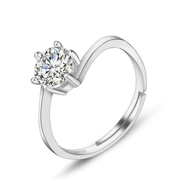 Wholesale S925 Sterling Silver Geometric Women's Ring With Electroplating And Six Claw Setting