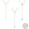 Wholesale S925 Sterling Silver Geometric Y Shaped Diamond Embedded Clavicle Necklace For Women