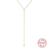 Wholesale S925 Sterling Silver Geometric Y Shaped Diamond Embedded Clavicle Necklace For Women