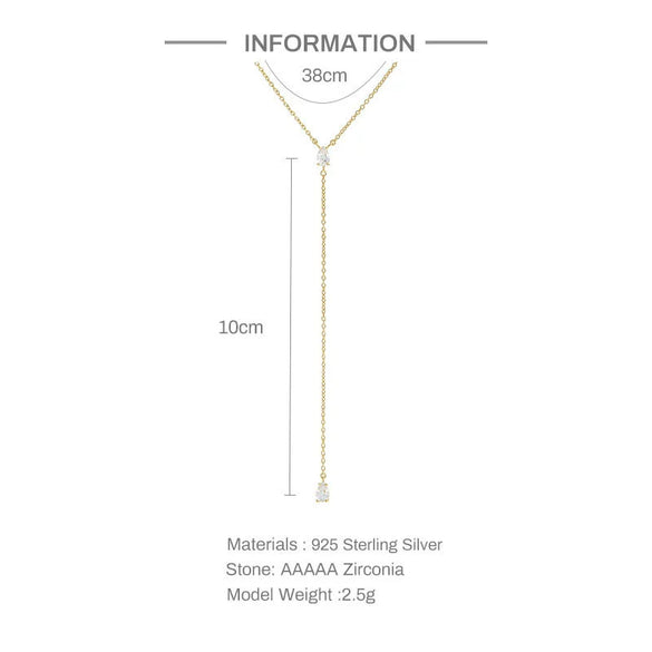 Wholesale S925 Sterling Silver Geometric Y Shaped Diamond Embedded Clavicle Necklace For Women