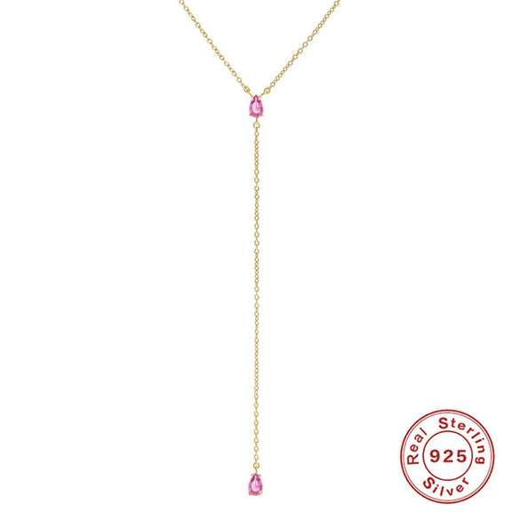 Wholesale S925 Sterling Silver Geometric Y Shaped Diamond Embedded Clavicle Necklace For Women