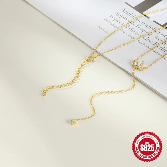 Wholesale S925 Sterling Silver Geometric Yshaped Kiteshaped Diamondencrusted Zircon Electroplated Clavicle Necklace For Women