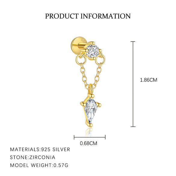 Wholesale S925 Sterling Silver Geometric Zircon Earrings For Women Light Luxury Tassel Design