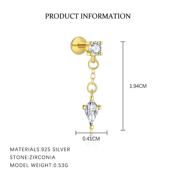 Wholesale S925 Sterling Silver Geometric Zircon Earrings For Women Light Luxury Tassel Design