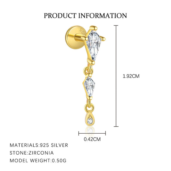 Wholesale S925 Sterling Silver Geometric Zircon Earrings For Women Light Luxury Tassel Design