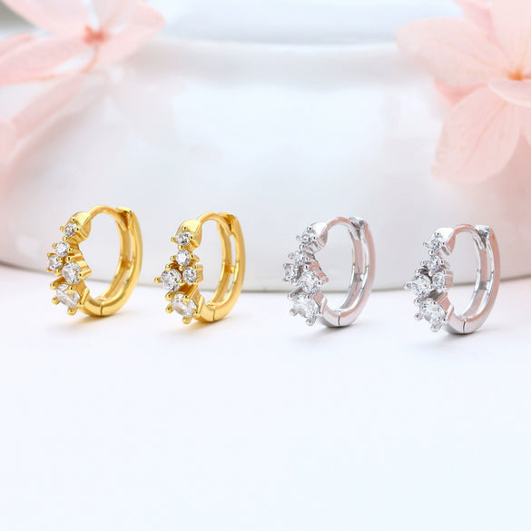 Wholesale S925 Sterling Silver Geometric Zircon Earrings For Women With Electroplating Treatment
