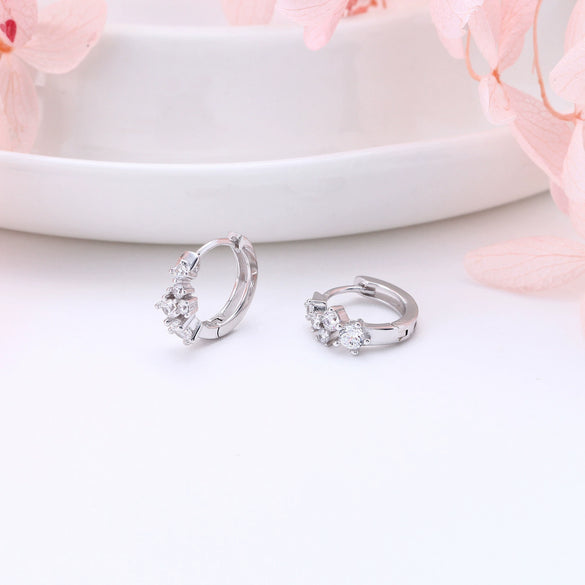 Wholesale S925 Sterling Silver Geometric Zircon Earrings For Women With Electroplating Treatment