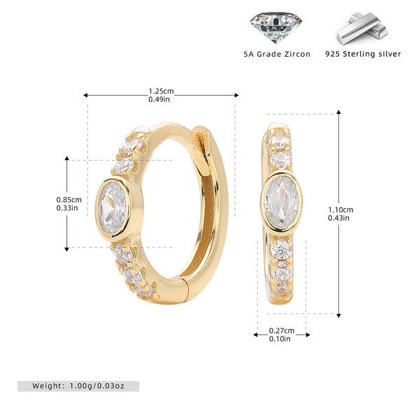 Wholesale S925 Sterling Silver Geometric Zircon Earrings Light Luxury Electroplated Jewelry For Women
