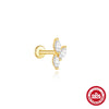Wholesale S925 Sterling Silver Geometric Zircon Flat Head Cartilage Thread Puncture Ear Bone Nail With Pearl Environmentally Friendly Electroplated Unisex Ear Jewelry