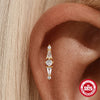 Wholesale S925 Sterling Silver Geometric Zircon Flat Head Cartilage Thread Puncture Ear Bone Nail With Pearl Environmentally Friendly Electroplated Unisex Ear Jewelry