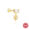Wholesale S925 Sterling Silver Geometric Zircon Flat Head Cartilage Thread Puncture Ear Bone Nail With Pearl Environmentally Friendly Electroplated Unisex Ear Jewelry