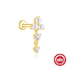 Wholesale S925 Sterling Silver Geometric Zircon Flat Head Cartilage Thread Puncture Ear Bone Nail With Pearl Environmentally Friendly Electroplated Unisex Ear Jewelry