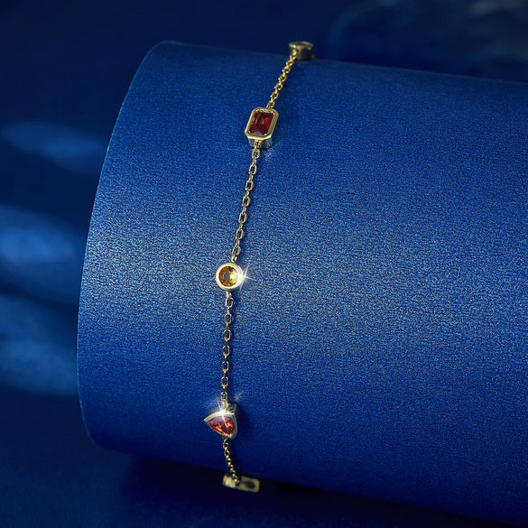 Wholesale S925 Sterling Silver Geometric Zircon Inlay Bracelet For Women Sweet Simple Fashion