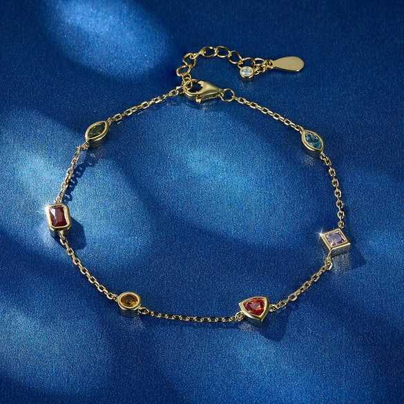 Wholesale S925 Sterling Silver Geometric Zircon Inlay Bracelet For Women Sweet Simple Fashion