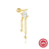 Wholesale S925 Sterling Silver Geometric Zircon Star Moon Eight Pointed Star Tassel Ball Piercing Ear Bone Nail Earrings With Electroplating