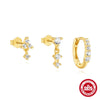 Wholesale S925 Sterling Silver Geometric Zircon Stitching Water Drop Element Women's Earrings Suit
