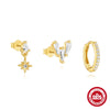Wholesale S925 Sterling Silver Geometric Zircon Stitching Water Drop Element Women's Earrings Suit