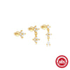 Wholesale S925 Sterling Silver Geometric Zircon Tassel Earrings With Electroplating