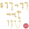 Wholesale S925 Sterling Silver Geometric Zircon Tassel Earrings With Electroplating