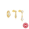Wholesale S925 Sterling Silver Geometric Zircon Tassel Earrings With Electroplating