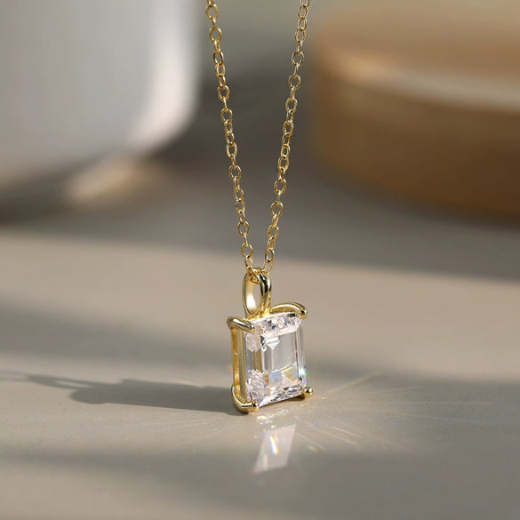 Wholesale S925 Sterling Silver Geometric Zirconium Pendant Necklace With Square Sugar Cube Design And Electroplating For Women