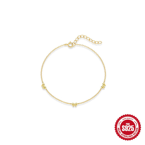 Wholesale S925 Sterling Silver Girly Elegant Golden Flower Bow Bracelet With Electroplating
