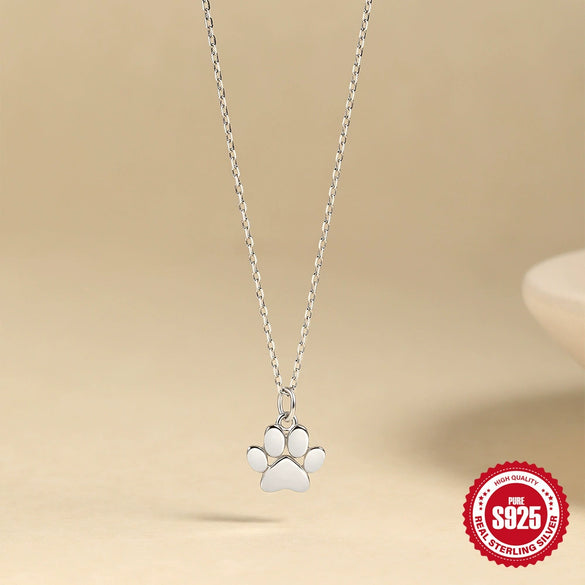 Wholesale S925 Sterling Silver Glossy Cat Claw Dog Claw Geometric Pendant Necklace With O Chain For Girls Electroplated