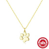 Wholesale S925 Sterling Silver Glossy Cat Claw Dog Claw Geometric Pendant Necklace With O Chain For Girls Electroplated