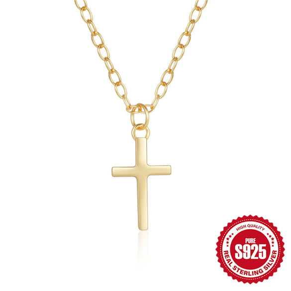 Wholesale S925 Sterling Silver Glossy Heart Cross Ochain Women's Clavicle Necklace With Electroplating