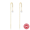 Wholesale S925 Sterling Silver Glossy Love Tassel Chain Inlaid Love Zircon Geometric Minimalist Earrings For Women